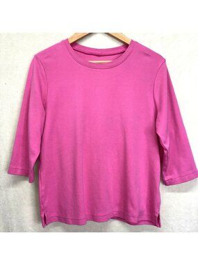 Blair 3/4 Sleeve Top Shirt Pink Casual Scoop Neck Stretch Sz M .g